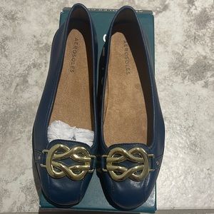 Aerosoles Big Bet Ballet Flat, Navy, Size 7 W